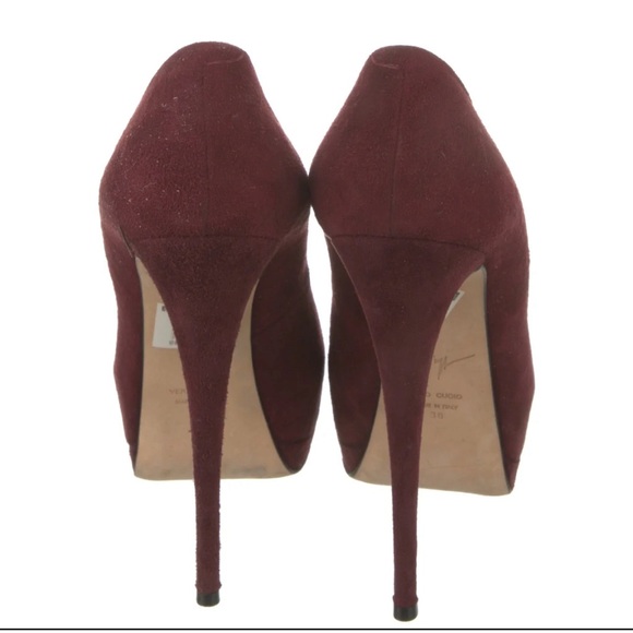 Giuseppe Zanotti Design peep toe covered platform suede burgundy - Picture 4 of 4
